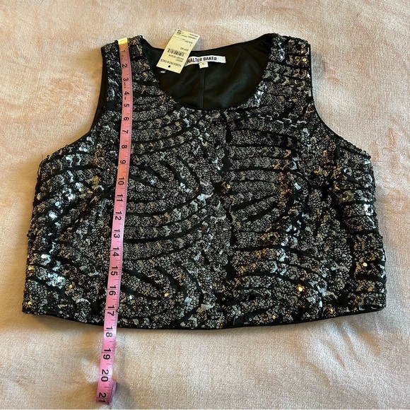 Walter Baker Jaylene Gatsby Sequin top sleeveless black and silver size L - Picture 9 of 9